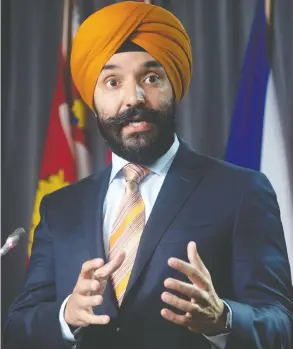  ?? ADRIAN WYLD / THE CANADIAN PRESS FILES ?? Navdeep Bains' legacy is undetermin­ed because he left before the job
was finished, writes columnist Kevin Carmichael.