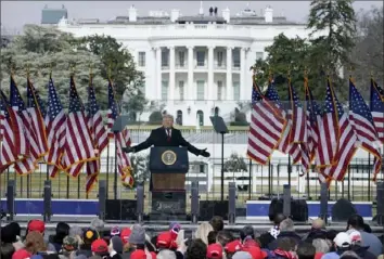  ?? Jacquelyn Martin/Associated Press ?? President Donald Trump speaks at a rally Jan. 6 in Washington. The committee examining the Capitol riot that followed wants detailed records on everything Mr. Trump did that day.