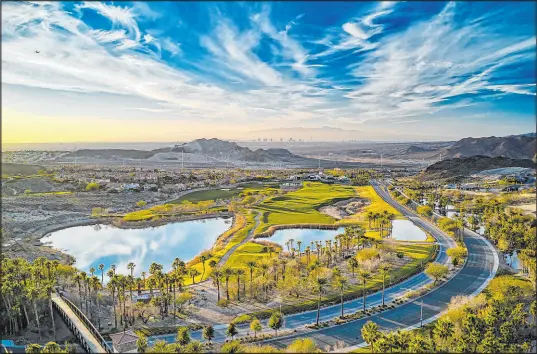  ?? Lake Las Vegas ?? Richmond American’s Marble Mesa neighborho­od is minutes away from resort-style amenities including pickleball courts at the Lake Las Vegas Sports Club, an award-winning golf course and academy, water sports and hiking and walking trails.
