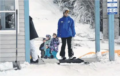  ?? AIMEE ALDEN ?? The magic carpet, which offers a ride to those going back up the hill, was up and running on the Bunny Hill at Ski Martock recently. The ski season was later starting than normal this year due to the wet weather.