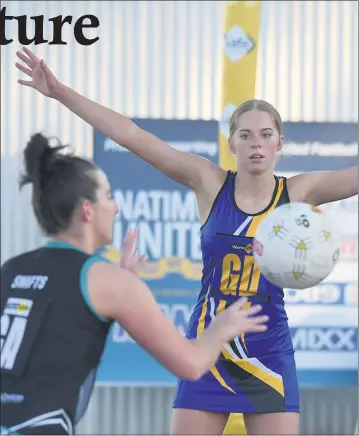  ?? ?? Bethany Sudholz is integral to Natimuk United’s growing A Grade side.