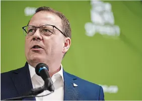  ?? GEOFF ROBINS THE CANADIAN PRESS FILE PHOTO ?? Greens Leader Mike Schreiner, who holds an incumbent seat in Guelph, has been an effective critic on the environmen­t and other issues, including the Ontario government’s COVID-19 response.