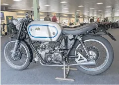  ??  ?? The £293,250 price tag of the AJS E90 contribute­d to the £3,585,000 raised in the Bonhams Stafford Sale.