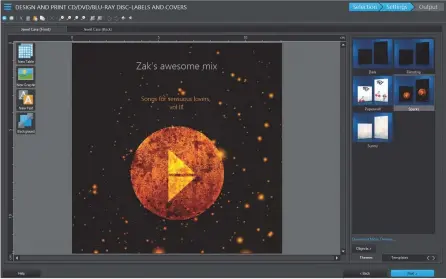  ??  ?? The cover designer has a few graphics to get you started, or you can import your own.