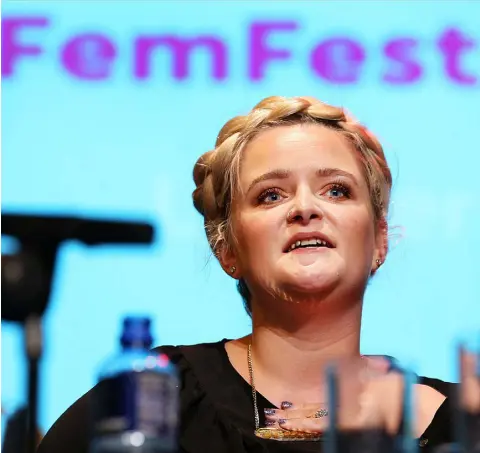  ??  ?? ONE VOICE: Louise McSharry, RTE 2fm presenter, spoke at Liberty Hall at the NWCI’s FemFest. Photo: Steve Humphrey