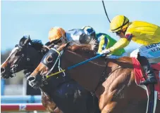  ??  ?? Mark Du Plessis (right) won last on Volkoff however apprentice Clayton Gallagher, with his 3kg claim, has the ride at Doomber.