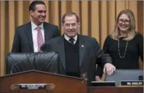  ?? J. SCOTT APPLEWHITE—ASSOCIATED PRESS ?? Rep. Jerrold Nadler, D-N.Y., the top Democrat on the House Judiciary Committee, arrives for the testimony of Google CEO Sundar Pichai about the internet giant’s privacy security and data collection, on Capitol Hill in Washington, Tuesday, Dec. 11, 2018. Nadler is the incoming chairman of the Judiciary panel when the Domocrats take over the majority role in January.