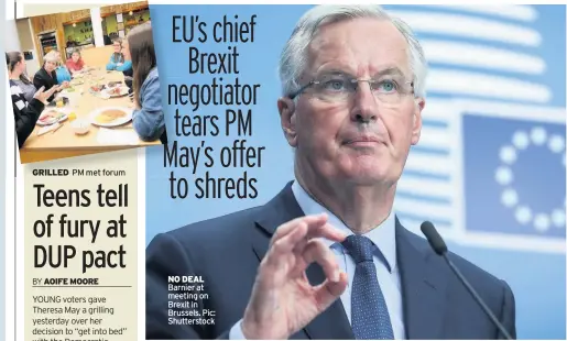  ??  ?? NO DEAL Barnier at meeting on Brexit in Brussels. Pic: Shuttersto­ck