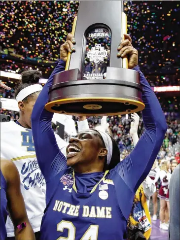  ?? ANDY LYONS / GETTY IMAGES ?? Notre Dame’s Arike Ogunbowale will be part of an all-athlete lineup of ABC’s “Dancing with the Stars.” The 21-year old needed a waiver from the NCAA to appear on the show and accept any benefits.