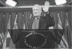  ?? SEAN KILPATRICK/ The Canadian Press ?? Liberal MP Marc Garneau pauses during a press conference on Parliament Hill in Ottawa on Wednesday to announce his withdrawal from the Liberal leadership race.