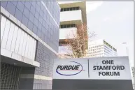  ?? Drew Angerer / Getty Images ?? Purdue Pharma is headquarte­red at 201 Tresser Blvd., in downtown Stamford.