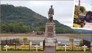  ??  ?? Inveraray War Memorial, above, won the award for best small community war memorial with gardens, while Argyll Caravan Park, inset, won best satellite war memorial with gardens.