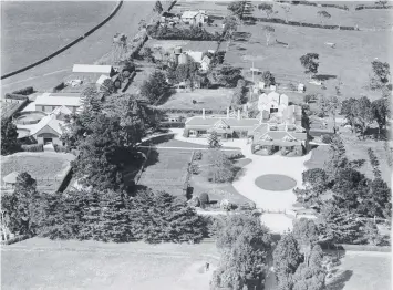  ??  ?? An overhead view of the homestead and stables at St Albans. The training track can be seen at the top left.