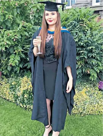  ??  ?? Sophie Pointon, pictured celebratin­g graduating with a degree in criminolog­y, was jailed for 16 months for a false sex assault claim