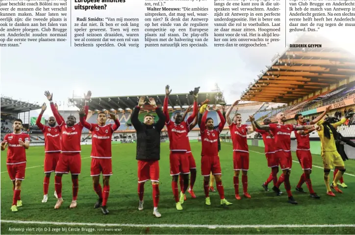  ?? FOTO PHOTO NEWS ?? Antwerp viert zijn 0-3 zege bij Cercle Brugge.