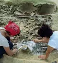  ??  ?? Sul campo Studentess­e del corso di laurea in Conservazi­one e restauro dei beni culturali mentre lavorano al recupero di qualche oggetto rinvenuto