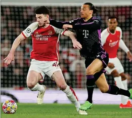  ?? ?? Work cut out: Declan Rice tussling with Leroy Sane in last week’s first-leg tie