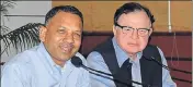  ??  ?? Newly elected PCA president Rajinder Gupta along with secretary RP Singla at PCA Stadium in Mohali on Sunday. SIKANDER SINGH/HT