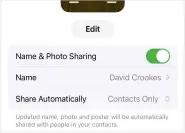  ?? ?? You can turn Name & Photo Sharing off if you wish and even alter the name which is shared with others.