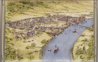  ?? ?? An artist’s impression of the River Usk in medieval times.