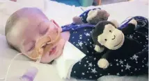  ??  ?? Charlie Gard, who has been at the centre of a lengthy legal battle involving his parents and doctors at Great Ormond Street Hospital