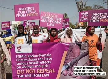  ?? AFP ?? Frauen demonstrie­ren gegen die weibliche Genitalver­stümmelung.