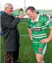  ?? MURRAY WILSON/STUFF ?? Kevin Nesdale played 63 consecutiv­e rugby games for Manawatu¯ . He is pictured in 2011 with Rob Foreman.