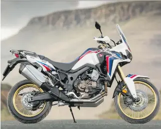  ?? PHOTOS: HONDA ?? Honda’s 2017 CRF1000L Africa Twin is the lightest bike in the large adventure touring category.