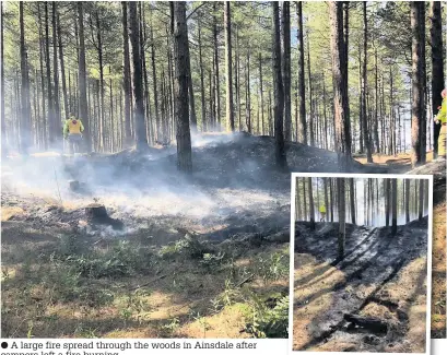  ??  ?? A large fire spread through the woods in Ainsdale after campers left a fire burning