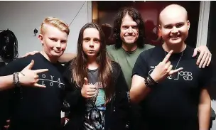  ?? ?? The late Max Morrison (right) in 2017 with (from left) fellow The Down band members Sam Gordon and Dan Walters, with musician Jake Evan