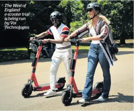  ??  ?? The West of England e-scooter trial is being run by Voi Technologi­es