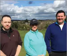  ??  ?? MacBride Pitch & Putt Club Winter League team runners-up David O’Brien, Audrey Donnelly and Darren Dooley.