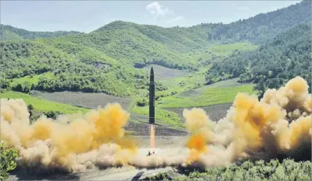  ?? Korean Central News Agency ?? NORTH KOREA said it tested a Hwasong-14 missile this month. Experts say it could have the capability of striking L.A. in a year or two.