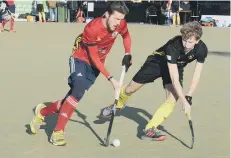  ??  ?? Adam Wilson (left) in action for City of Peterborou­gh against Beeston.