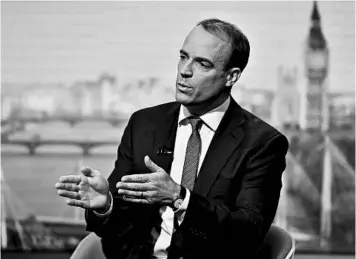  ?? JEFF OVERS/BBC VIA GETTY-AFP ?? British Foreign Secretary Dominic Raab told the BBC’s Andrew Marr that the U.K. will exit the EU on Oct. 31.