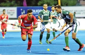  ??  ?? Action from the Pool A match between Pakistan and hosts Bangladesh in Dhaka on Wednesday