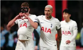  ?? Photograph: Nick Potts/PA ?? Dejan Kulusevski (left) celebrates with Richarliso­n after scoring Tottenham’s second goal, having set up the Brazil forward for the opener.