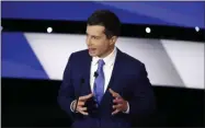  ?? PATRICK SEMANSKY ?? Democratic presidenti­al candidate former South Bend Mayor Pete Buttigieg speaks Tuesday, Jan. 14, 2020, during a Democratic presidenti­al primary debate hosted by CNN and the Des Moines Register in Des Moines, Iowa.