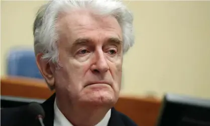  ??  ?? Radovan Karadžić in court at The Hague in April 2018. Photograph: Yves Herman/EPA