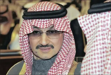  ?? PHOTO: AP ?? Saudi billionair­e Prince Alwaleed bin Talal al-Saud was among dozens of arrested princes and former government ministers as part of a sweeping anti-corruption probe in the counrty.