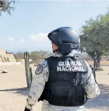  ?? /CORTESÍA GUARDIA NACIONAL ?? Elementos de la GN realizan recorridos en la zona arqueológi­ca de la ciudad