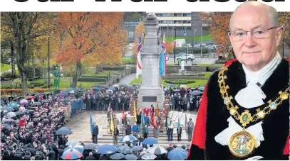  ??  ?? ●●Mayor Coun Billy Sheerin (inset) will lead Remembranc­e Sunday tributes across the borough