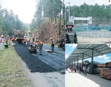  ?? FOTO: EL HERALDO ?? (1) La rehabilita­ción de la carretera a Teupasenti es la única inversión vial. (2) La Tolva les ha traído más miedo que seguridad a los paraiseños. (3) Una terminal de buses privada y pare de contar.