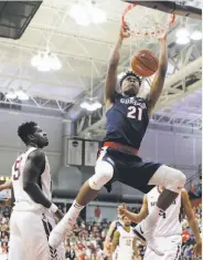  ?? Marcio Jose Sanchez / Associated Press ?? Gonzaga forward Rui Hachimura dunks against Santa Clara during the first half at Leavey Center.