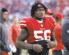  ?? Marcio Jose Sanchez / Associated Press ?? The 49ers’ Reuben Foster still faces a misdemeano­r weapons charge, but his domestic violence charges were dropped.