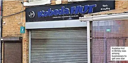  ?? ?? Kodeba Hut in Birkby was among businesses to get one star