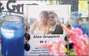  ?? Jae C. Hong Associated Press ?? A MEMORIAL includes a photo of Alice Gruppioni, who was on her honeymoon when she was killed.