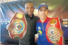  ??  ?? BIG YES: Zolani Tete, left, and Emmanuel Rodriguez are so far the only boxers who were present at the official announceme­nt of the World Super Series in London.