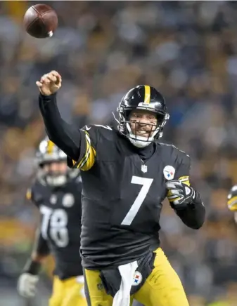  ?? Steph Chambers/Post-Gazette ?? The Steelers threw the ball 67.2 percent of the time with Ben Roethlisbe­rger at quarterbac­k, the second-most lopsided pass-run ratio in the NFL.