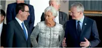  ?? Reuters ?? Steven Mnuchin; Christine Lagarde, Managing Director of the IMF; and France’s Finance Minister Bruno Le Maire at the G20 Meeting of Finance Ministers in Buenos Aires. —